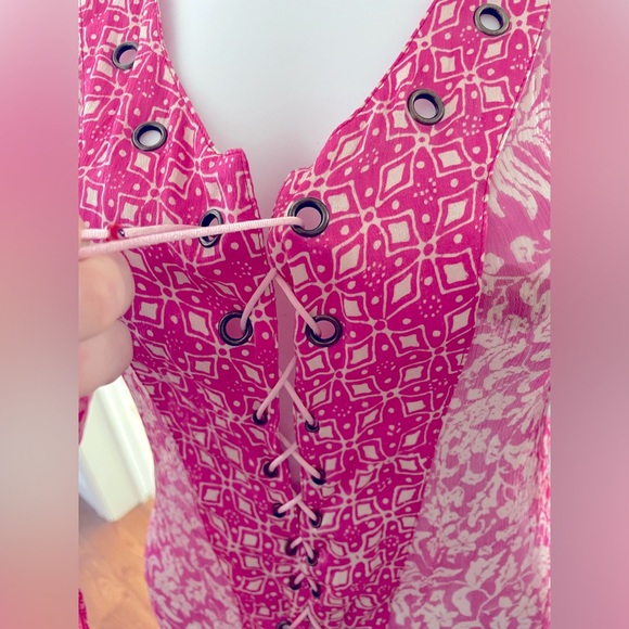 ✨POUPETTE St Barth sheer pink & white long sleeve blouse - Picture 3 of 11